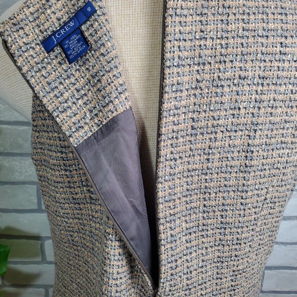 J. Crew Sleeveless Wool Blend Beige and Gray Tweed Mini Dress Size 10 - Picture 9 of 9